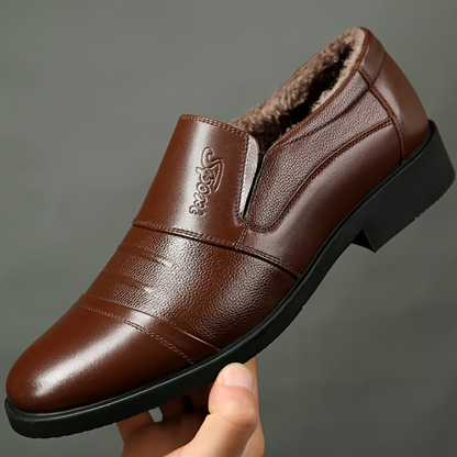 Herren Slipper gefüttert warm Schwarz / Braun