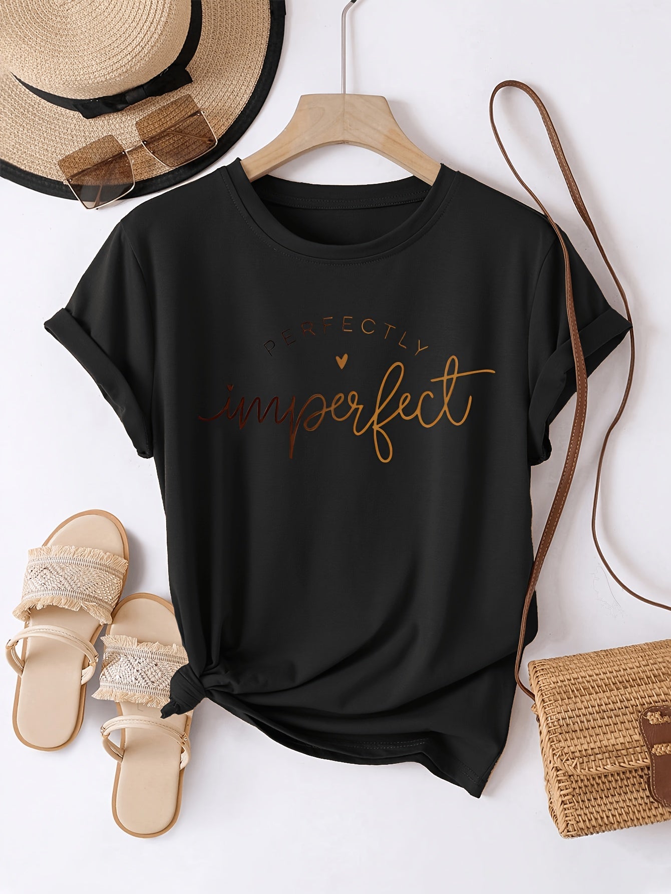 Damen T-Shirt mit Spruch 'Perfectly Imperfect' – Lässiges Statement-Shirt für Alltag und Freizeit