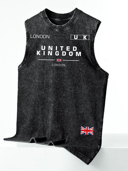 Herren Streetstyle ärmelloses Tanktop mit vertikalem Print – Urban Look für Freizeit & Fitness