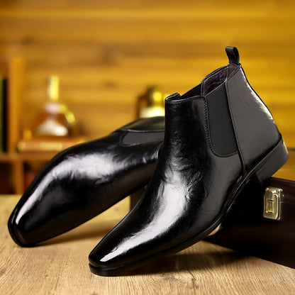 Herren Stiefeletten Klassisch Elegant mit Elastikeinsatz