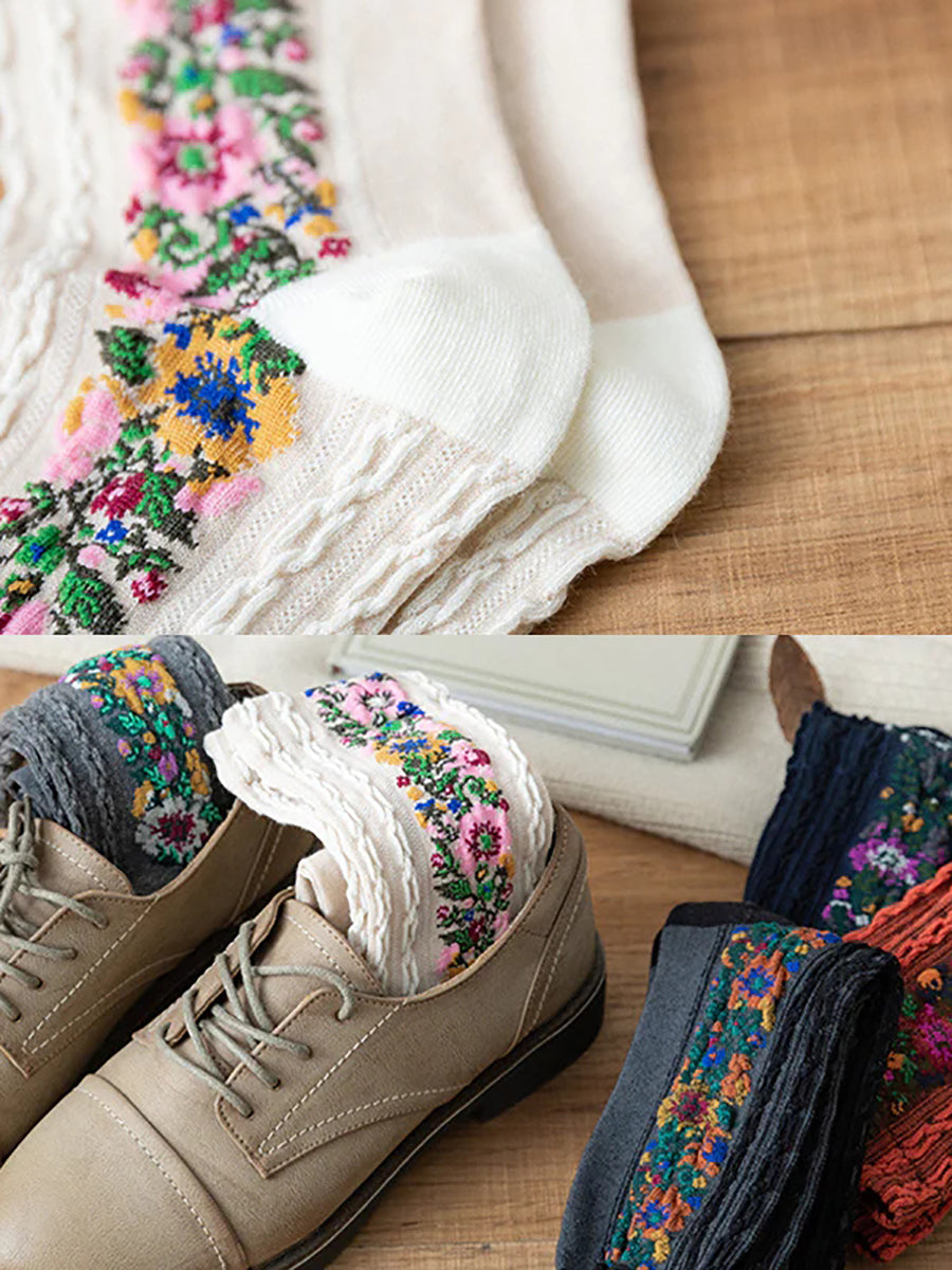 Damen Socken mit Blumenmuster Jacquard – Modisch & Bequem für Alltag und Freizeit