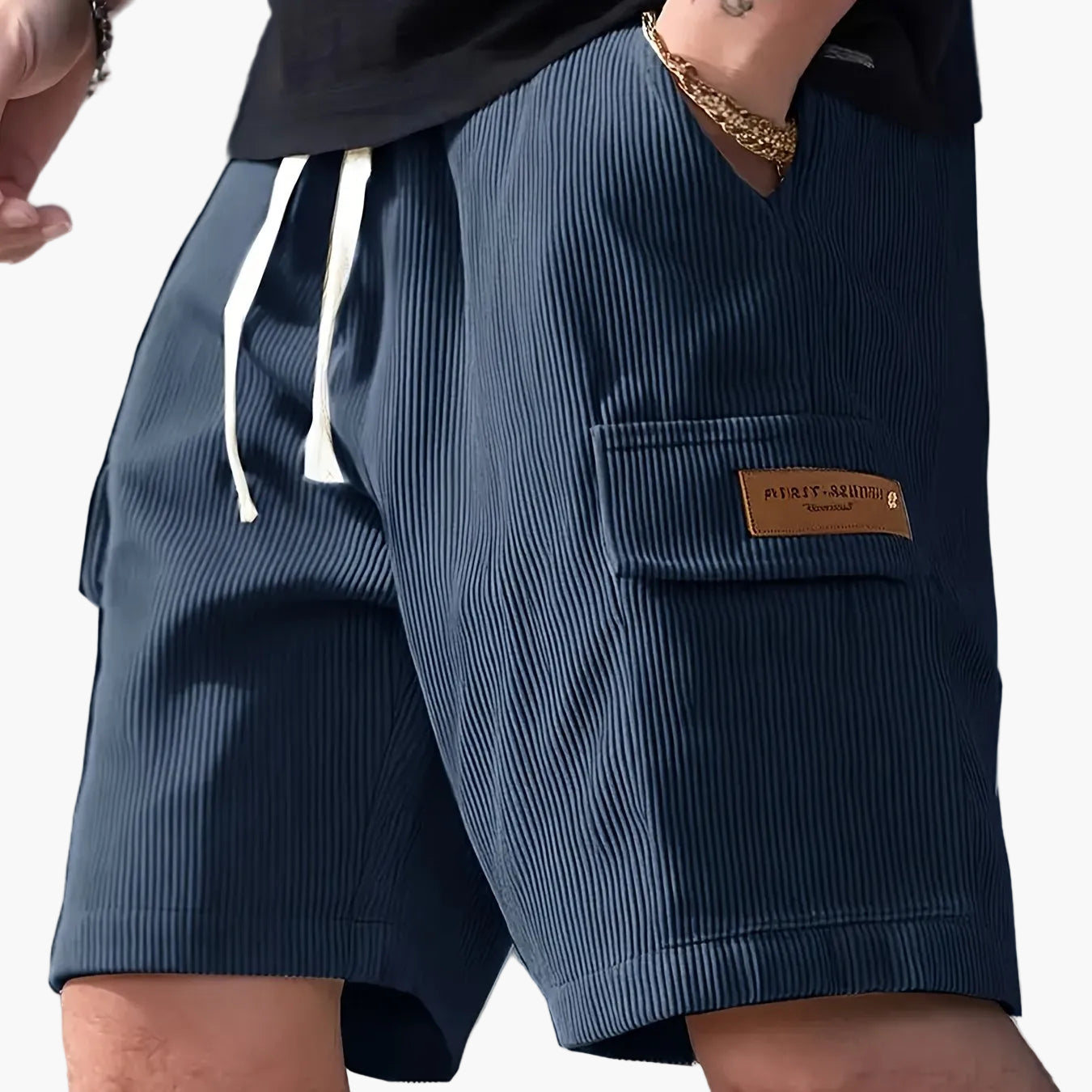Herren Freizeithose – Modische gestreifte Shorts mit Kordelzug und Seitentasche, ideal für Alltag & Urlaub