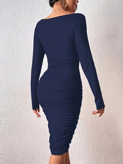 Damen Elegantes Bodycon-Kleid mit V-Ausschnitt und Raffung – Perfekt für festliche Anlässe
