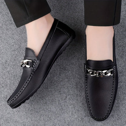 Herren Mokassins mit Kettendetail – Elegante Business und Freizeit Loafer