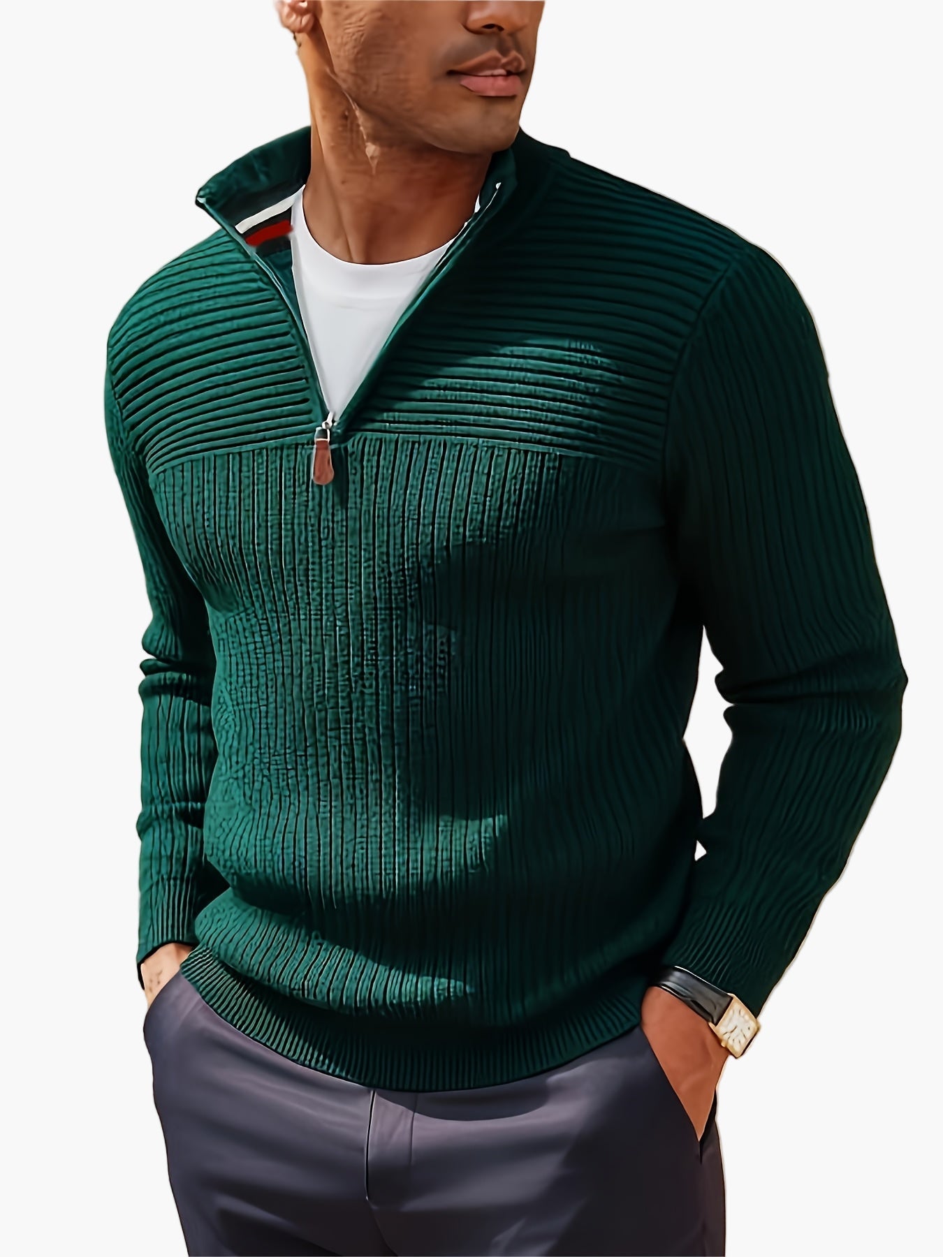 Herren Strickpullover mit halbem Reißverschluss – Lässiger Stil für Herbst und Winter