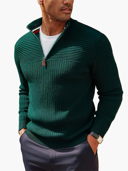 Herren Strickpullover mit halbem Reißverschluss – Lässiger Stil für Herbst und Winter
