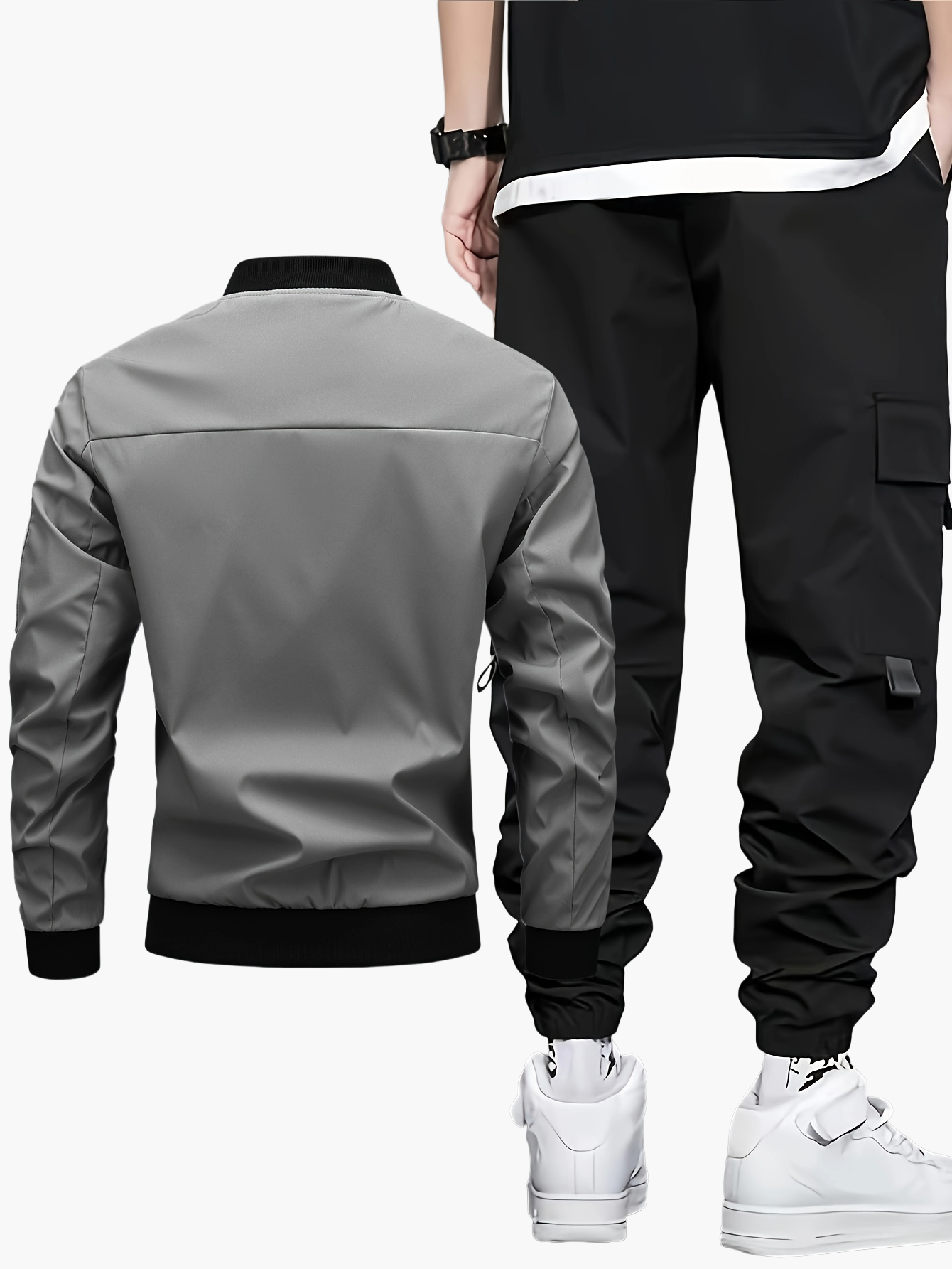 Herren Streetwear Set – Bomberjacke und Cargo Jogginghose, Urban Freizeitanzug