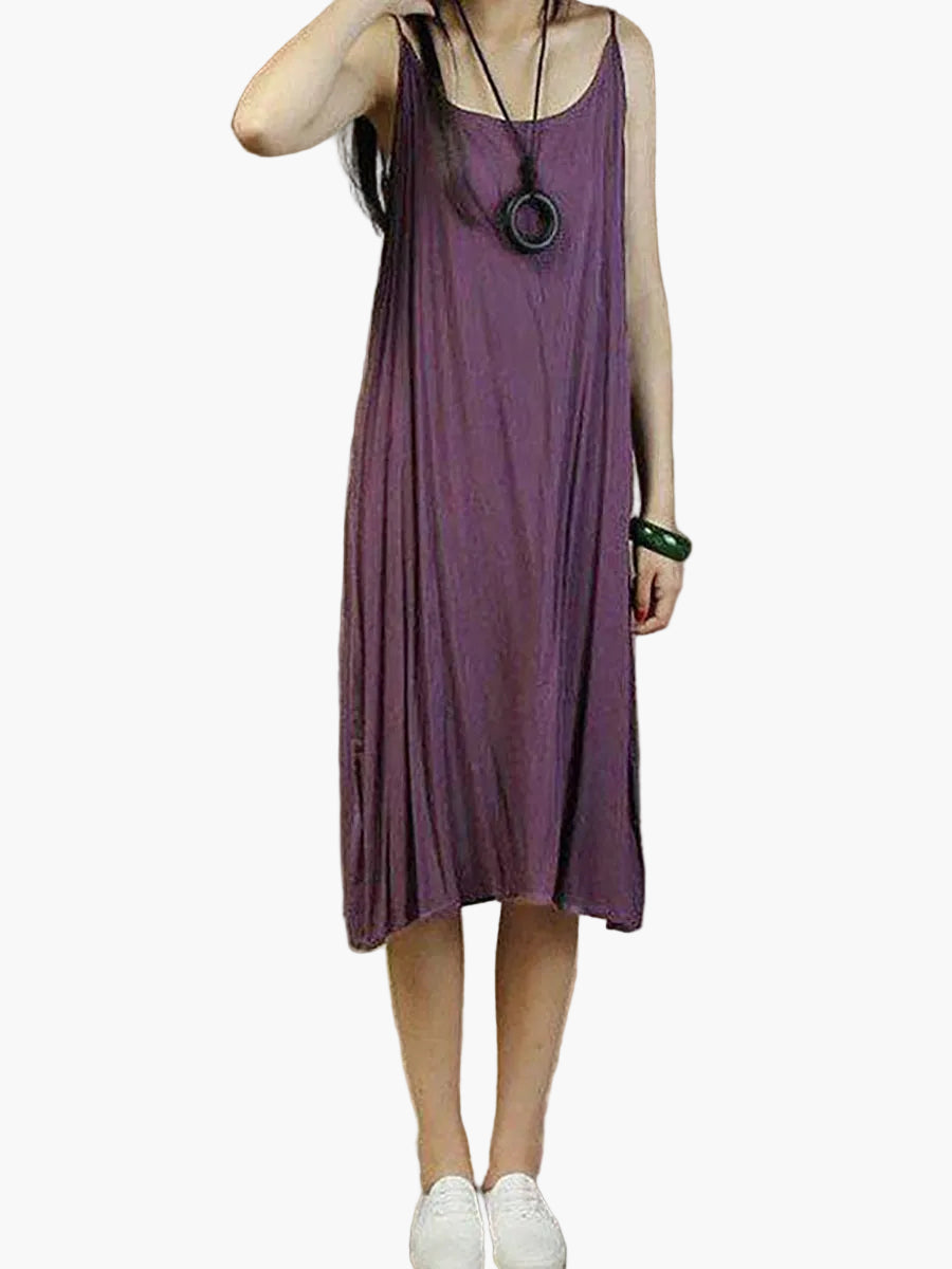 Damen Sommer Freizeitkleid – Lockeres ärmelloses Midikleid im minimalistischen Stil