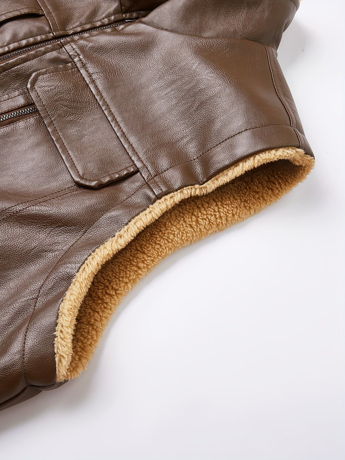 Herren Weste mit Teddyfutter, Reißverschluss, Taschen, Ärmellos