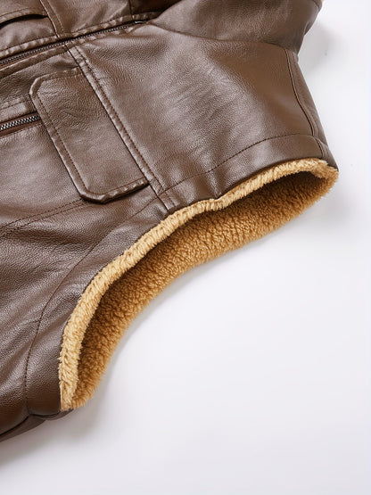 Herren Weste mit Teddyfutter, Reißverschluss, Taschen, Ärmellos