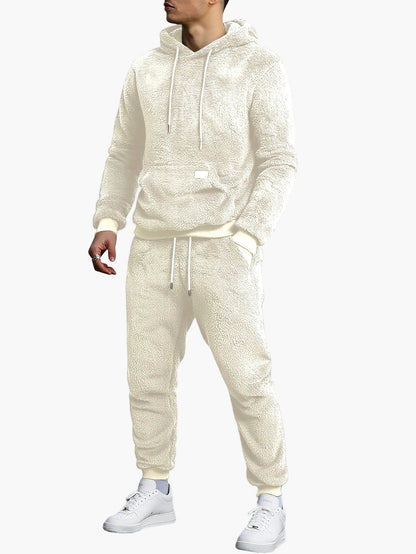 Herren Fleece Kapuzenpullover & Jogginghose Set – Bequemes Freizeit-Outfit für Herbst und Winter