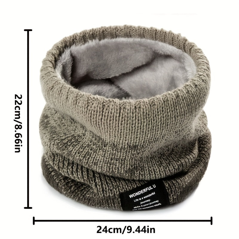 Fashion Letter Cloth Label Gradient Knit Scarf Autumn Winter Fleece Thickened Double Layer Warm Neck Cover Outdoor Leisure Sports Running Cycling Skiing Mountaineering Windproof Warm Neck Scarf
