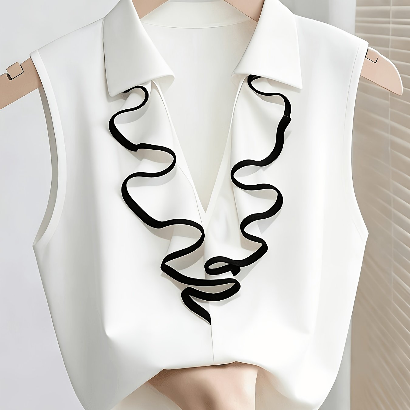 Damen Bluse ärmellos mit Rüschen-Design für Büro und elegante Anlässe