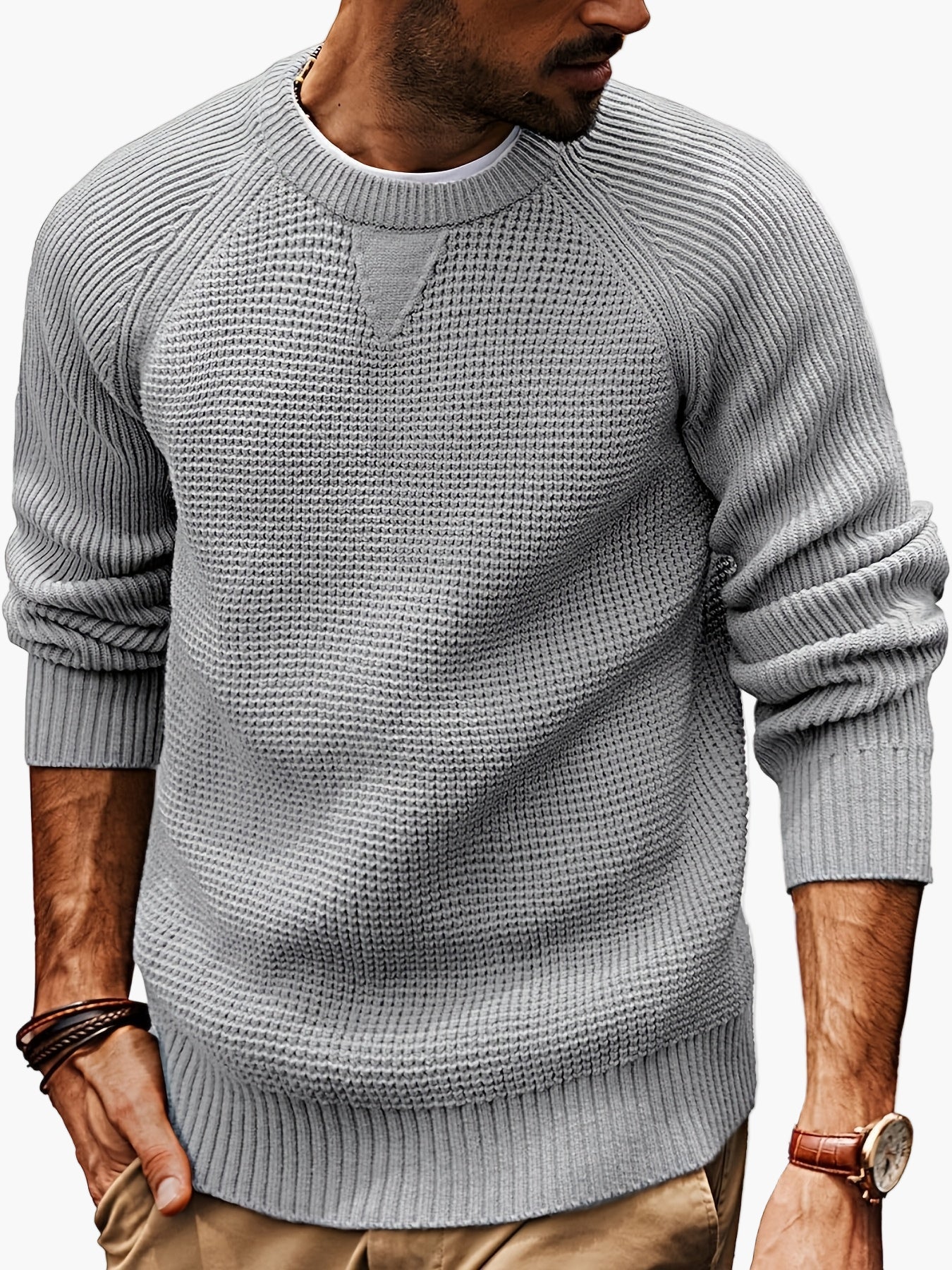 Herren Strickpullover Vintage Stil – Klassischer Rundhalsausschnitt, Perfekt für Alltag und Freizeit