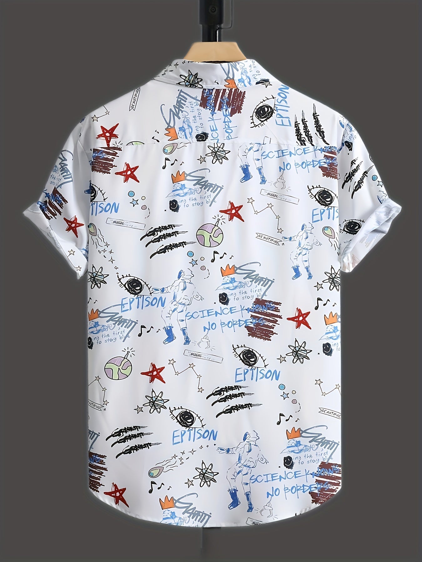 Herren Kurzarm Hemd mit Graffiti-Print – Urban Streetwear Stil für Freizeit & Alltag