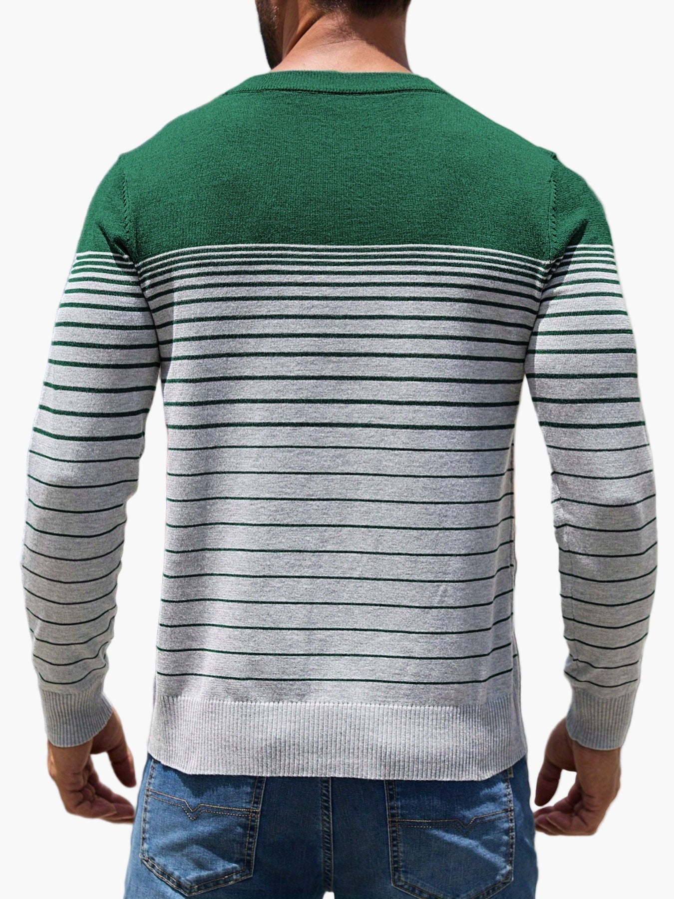 Herren Strickpullover mit Streifenmuster – Modischer Freizeit-Look für Alltag und Büro