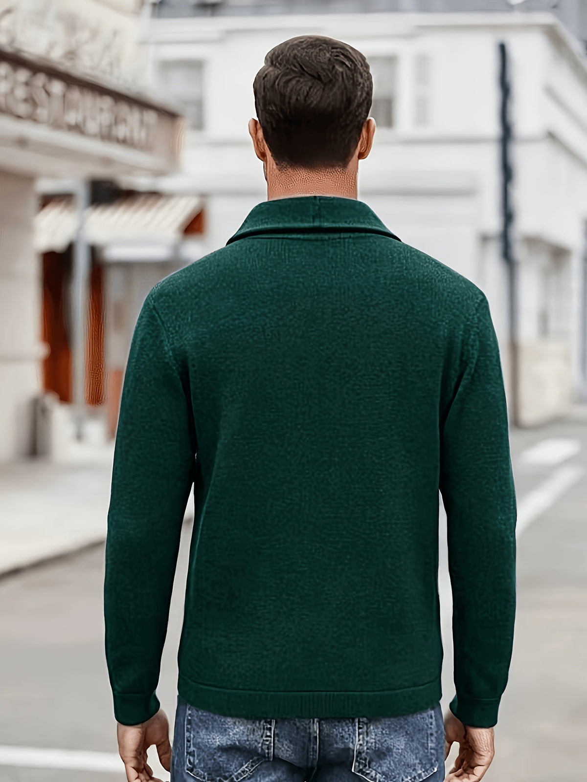 Herren Cardigan mit Schalkragen, Knopfleiste und Taschen, marineblau