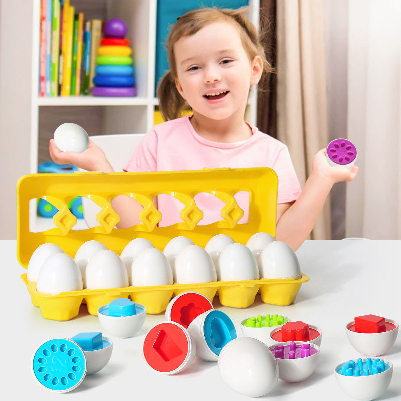 Kinder Lernspielzeug Eier-Set – Pädagogisches Steckspiel zur Formen- und Zahlenzuordnung, ab 3 Jahren