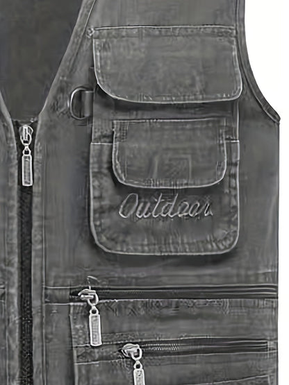 Herren Outdoor Freizeit Weste mit vielen Taschen – Angler-, Reise- & Fotografie-Weste, Utility Style