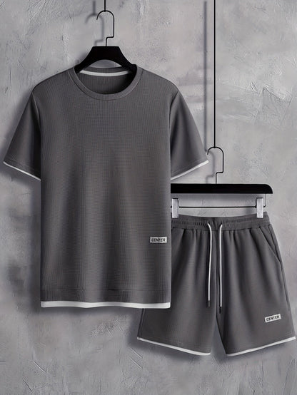 Herren Freizeit-Set Kurzarm T-Shirt & Shorts Lounge Outfit – Bequemes Sommer Homewear
