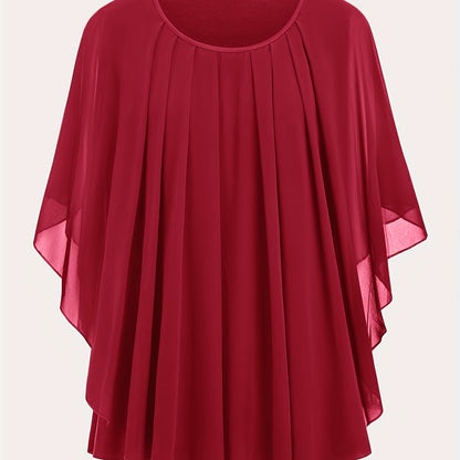 Damen Elegante Oversize Chiffon Bluse für Ausgehen und Büro