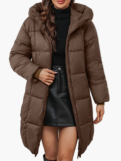 Damen Winter Steppmantel mit Kapuze – Eleganter, Wärmender Mantel für Alltag & Freizeit