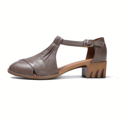 Damen Komfort-Sandalen mit Keilabsatz und T-Riemen für Alltag und Büro