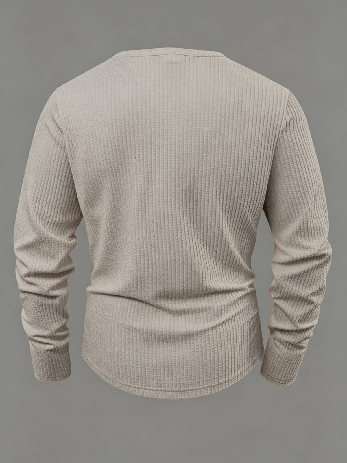 Herren Langarmshirt Gerippt Henley-Ausschnitt Locker Passform