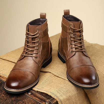 Herren Schnürstiefel Hoher Schaft mit Schnallenakzent Cap-Toe