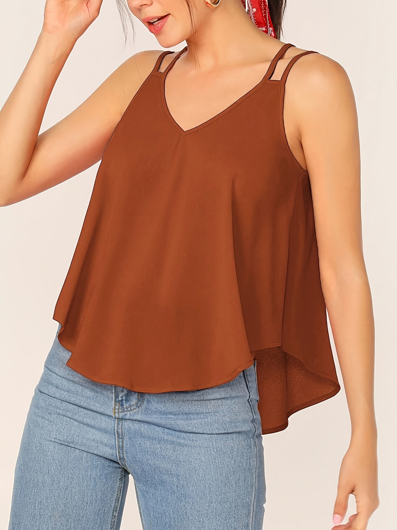 Damen Spaghettiträger Top mit lockerem Schnitt und modernem Design
