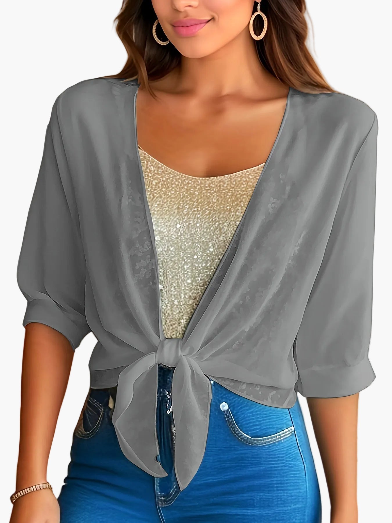 Damen Bluse im modernen Lagenlook mit Knoten-Design – Stilvolle Bluse für Freizeit und Alltag