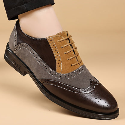 Herren Business Casual Brogue Schuhe – Klassische Schnürschuhe für Alltag & Büro