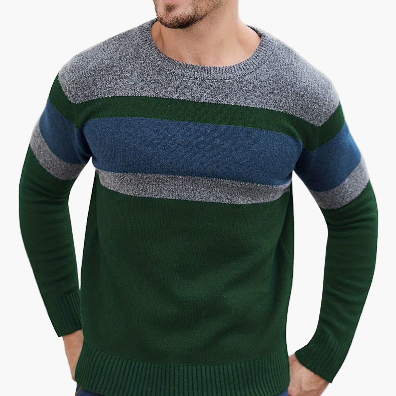 Herren Pullover mit Streifenmuster – Lässiger Strickpullover für Alltag und Freizeit