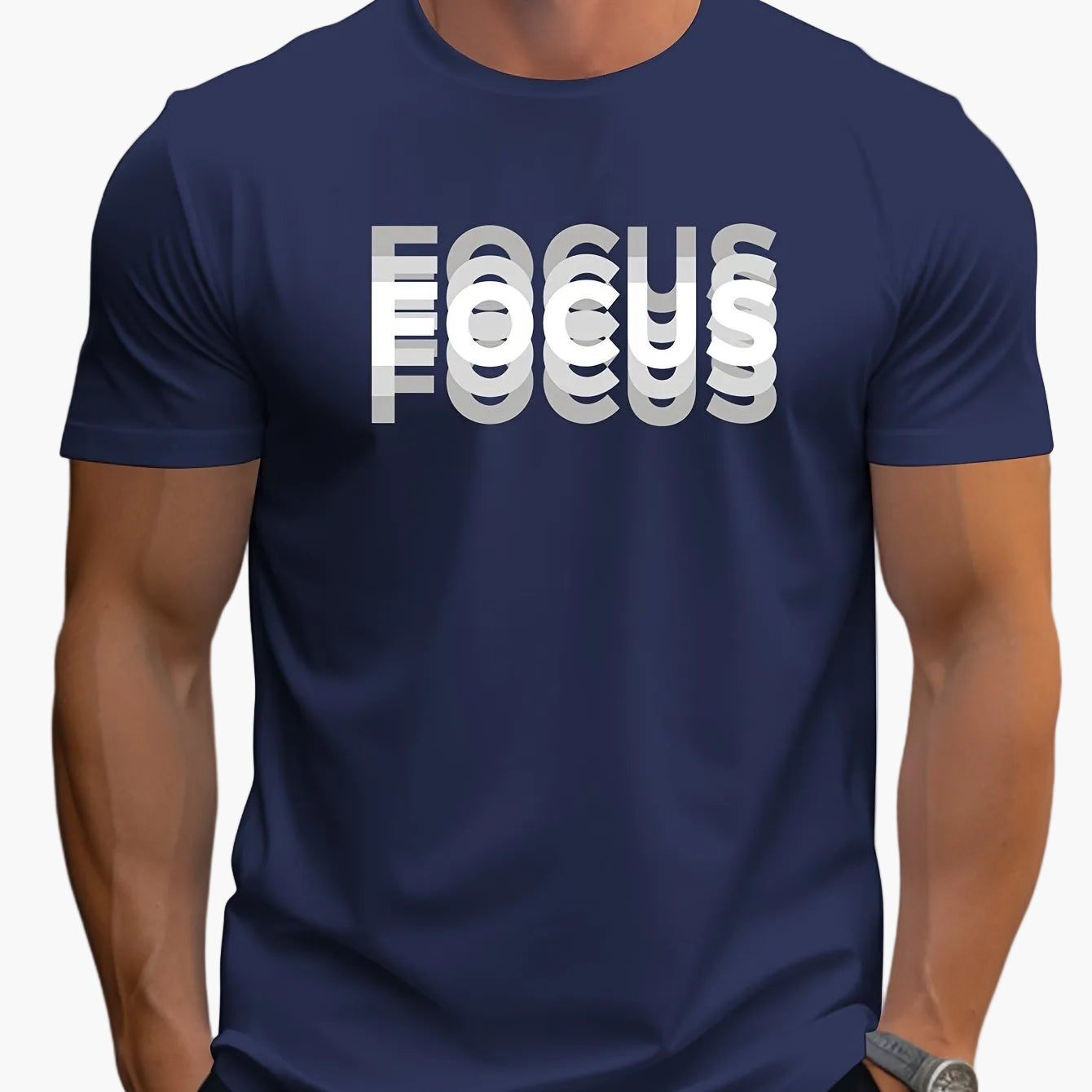 Herren T-Shirt mit modernem FOCUS Schriftzug – Casual Statement Look für Alltag und Freizeit
