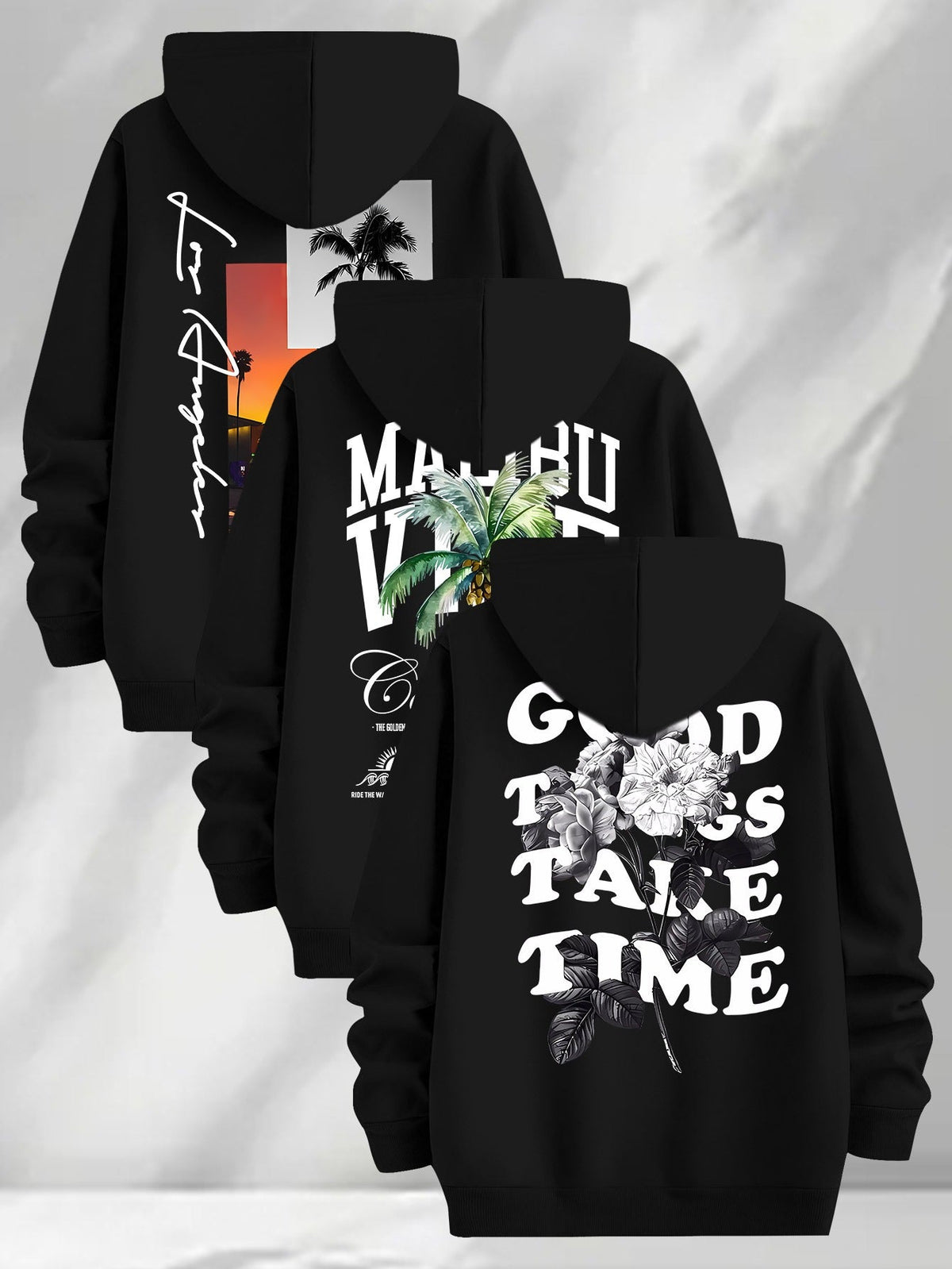 Hoodie Set mit Grafikdruck, Kapuzenpullover im 3er-Pack