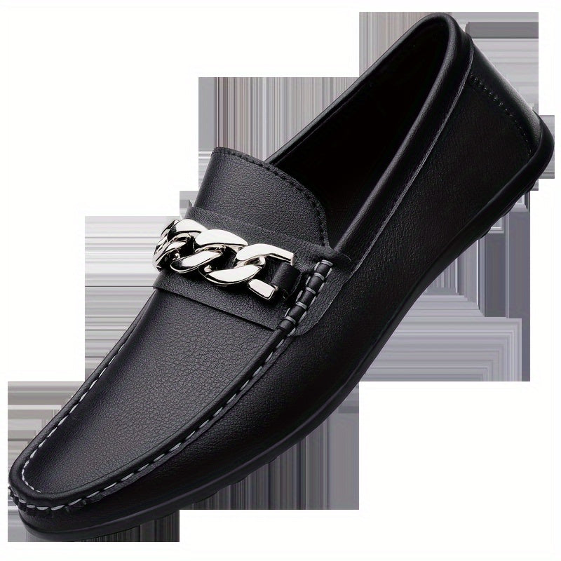 Herren Mokassins mit Kettendetail – Elegante Business und Freizeit Loafer