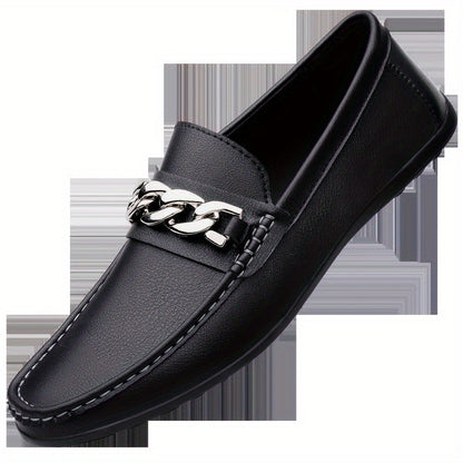 Herren Mokassins mit Kettendetail – Elegante Business und Freizeit Loafer