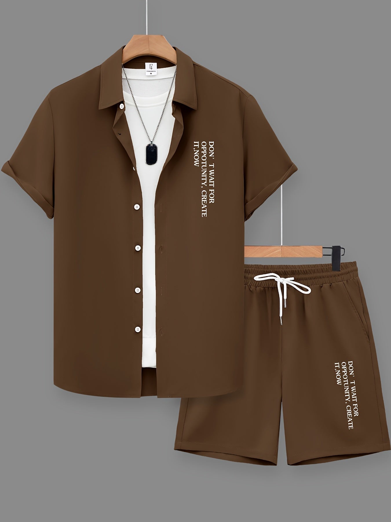 Herren Sommer Freizeit Set mit Motivdruck – Shirt und Shorts, Modernes 2-teiliges Outfit für Alltag & Urlaub