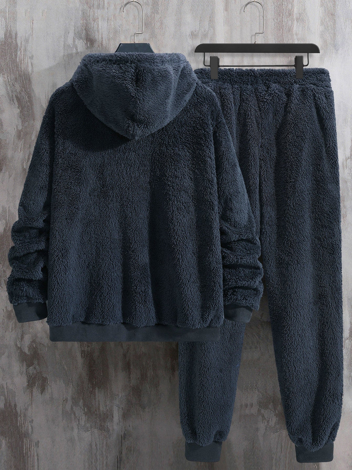 Kuscheliger Fleece Kapuzenpullover & Jogginghose Set für Herren, einfarbig