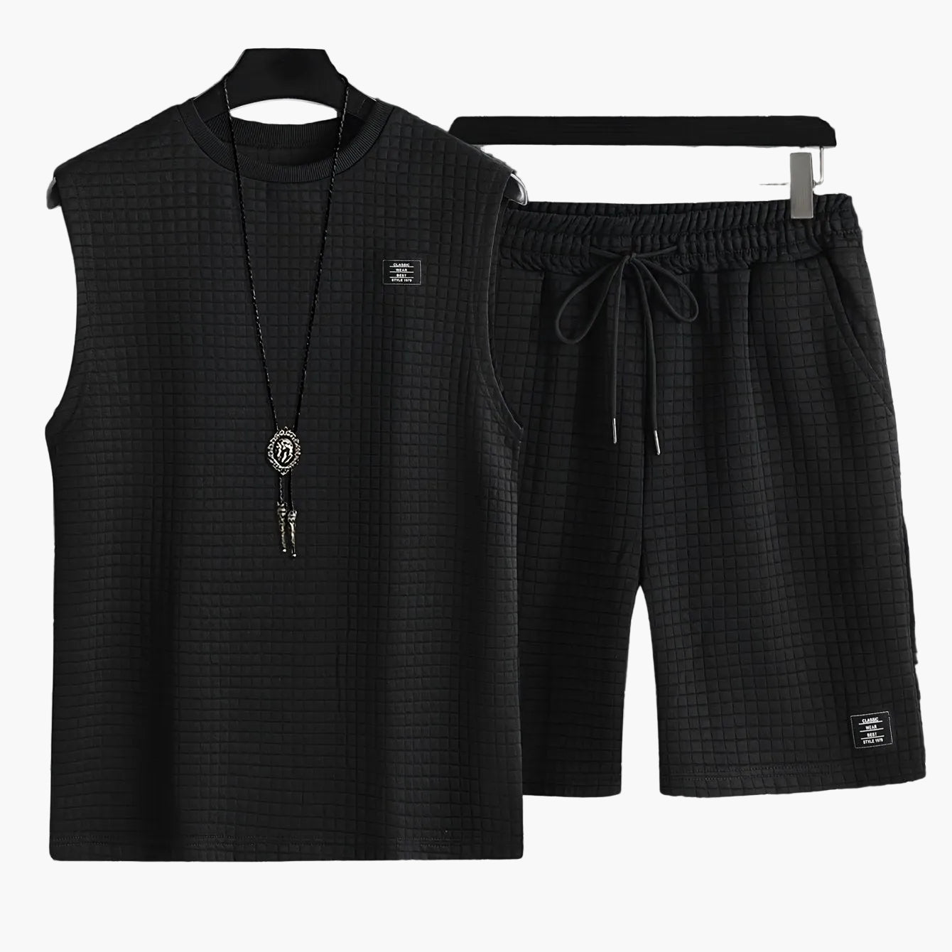 Herren Freizeit Tanktop-Set im modernen Karomuster – Sportlich & Bequem für Sommer und Alltag