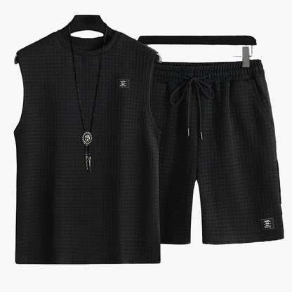 Herren Freizeit Tanktop-Set im modernen Karomuster – Sportlich & Bequem für Sommer und Alltag