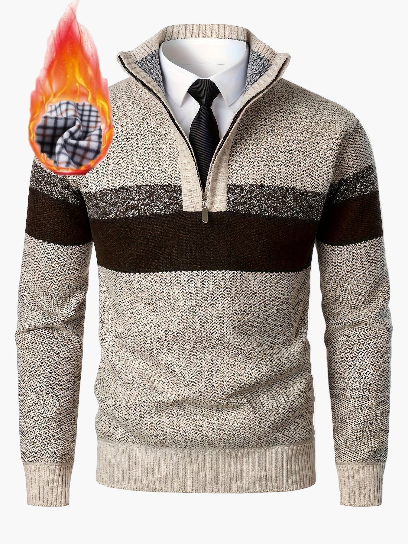 Herren Strickpullover mit Stehkragen und Reißverschluss – Eleganter Freizeit Look für Herbst & Winter