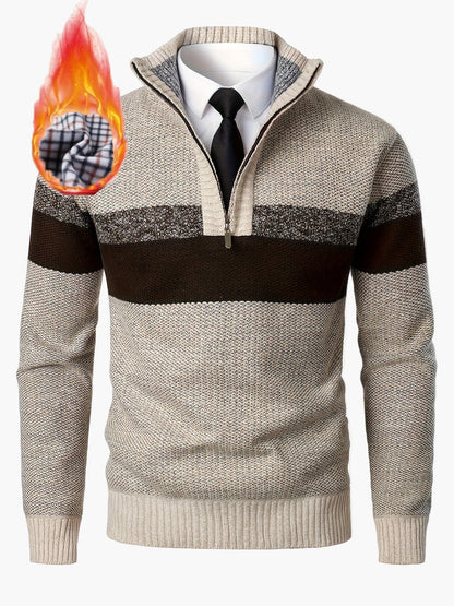 Herren Strickpullover mit Stehkragen und Reißverschluss – Eleganter Freizeit Look für Herbst & Winter