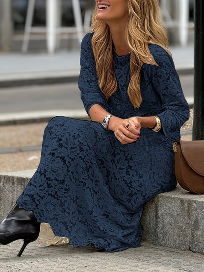 Damen Maxikleid Elegant mit Spitzenmuster – Stilvoll für Alltag und besondere Anlässe