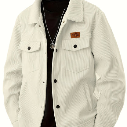 Herren Rippstrick Jacke mit Kentkragen und Brusttaschen