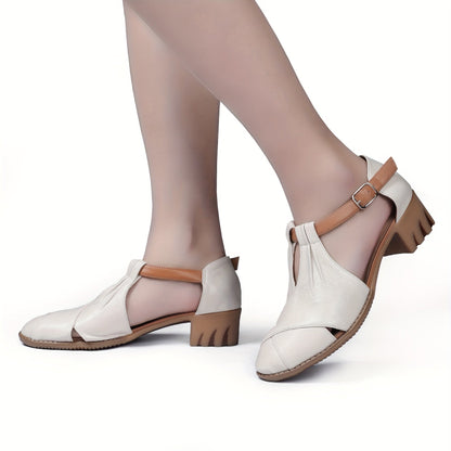 Damen Komfort-Sandalen mit Keilabsatz und T-Riemen für Alltag und Büro