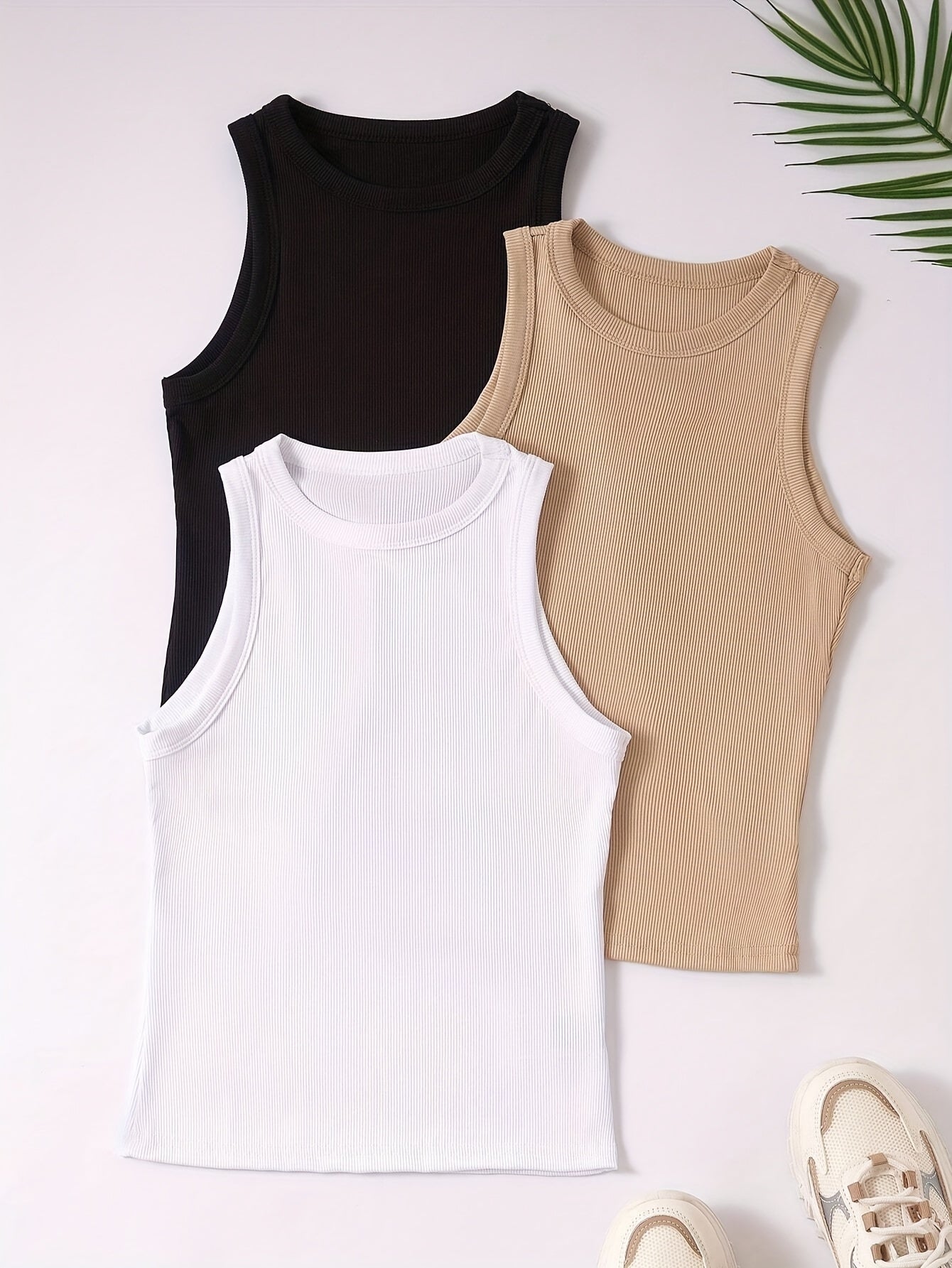 Damen Basic Tanktop 3er-Pack – Sportlich, Freizeit, Ärmellos, Bequem