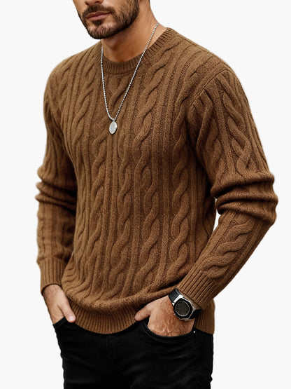 Herren Strickpullover mit Zopfmuster – Moderner Casual Style für Herbst und Winter