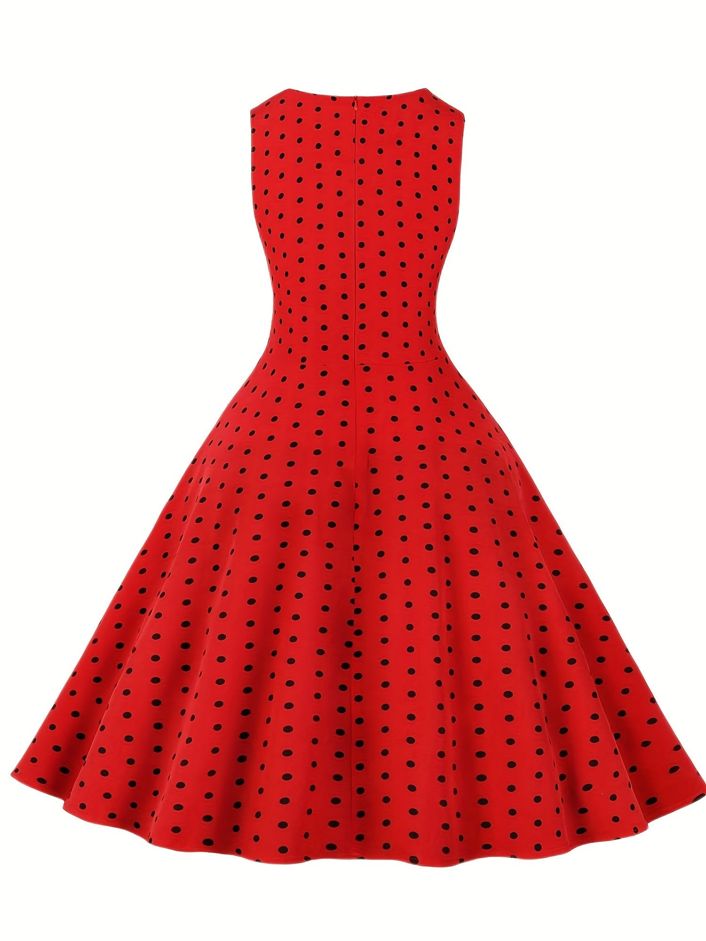 Damen Vintage Polka Dot Rockabilly Kleid mit Gürtel – Elegantes Retro Partykleid