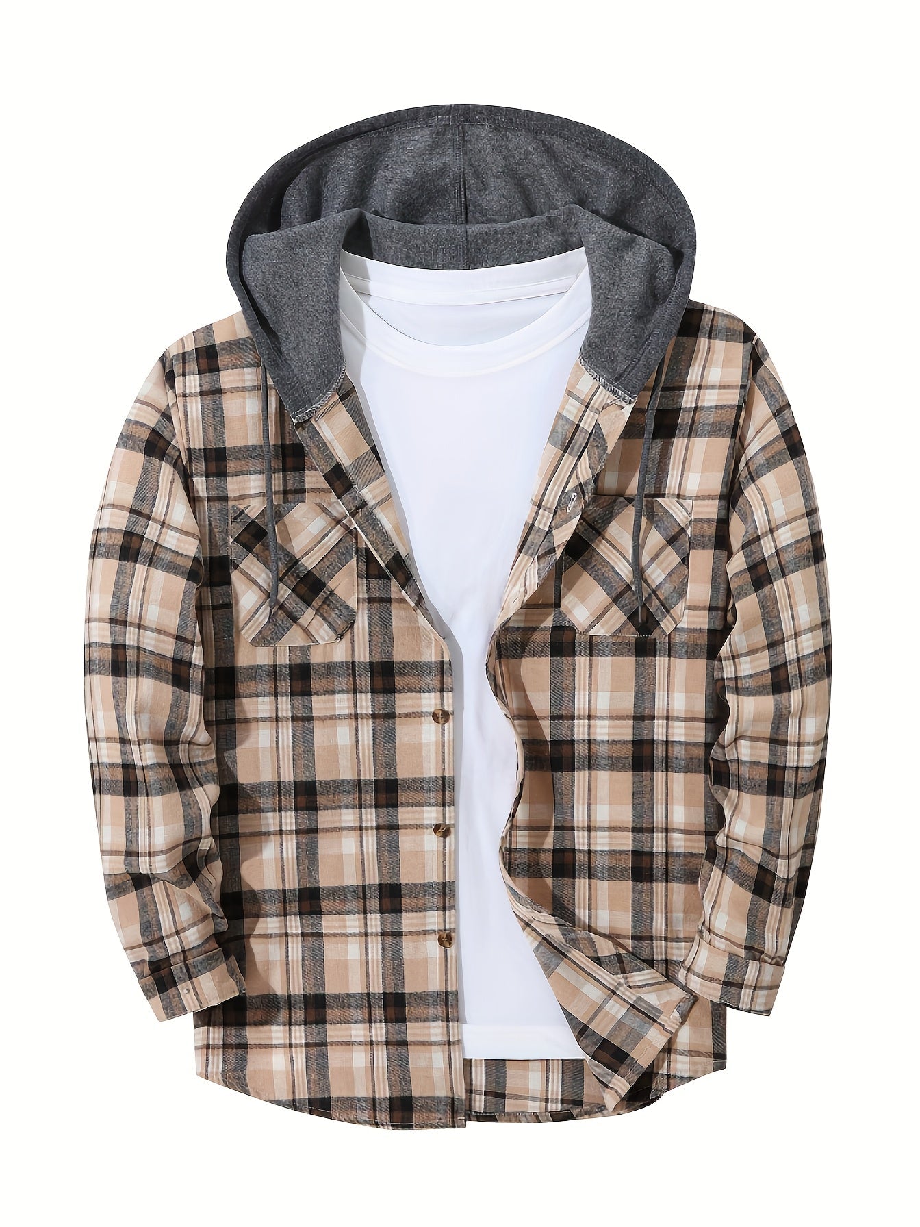 Herren Karo-Hemdjacke mit Kapuze – Lässige Streetwear für Alltag und Freizeit